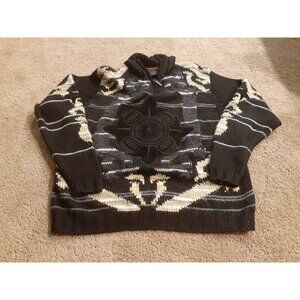 RED FLY- L LARGE BLACK CHECK 1/4 ZIP PULLOVER Sweater w/ stitched LOGO